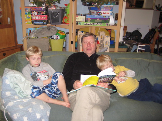Granddad reading to Tim and Cole (03-17-2010 00:02)