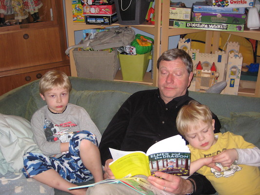 Granddad reading to Tim and Cole (03-17-2010 00:02)