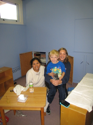 Keerti, Cole and Kellie at the Montessori school (06-09-2010 09:23)
