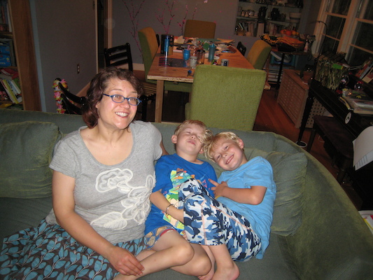 Mommy, Cole and Tim cuddling on Cole's Birthday (06-16-2010 18:52)
