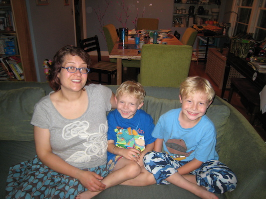 Mommy, Cole and Tim cuddling on Cole's Birthday (06-16-2010 18:53)