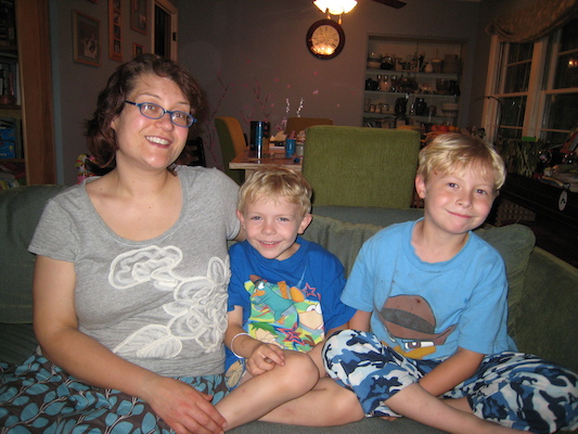 Mommy, Cole and Tim cuddling on Cole's Birthday (06-16-2010 18:53)