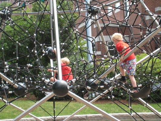 Tim and Cole climbing near the Galleria (06-22-2010 12:19)