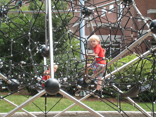 Tim and Cole climbing near the Galleria (06-22-2010 12:20)