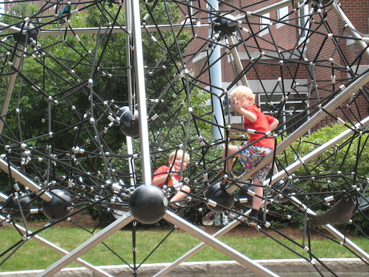 Tim and Cole climbing near the Galleria (06-22-2010 12:20)