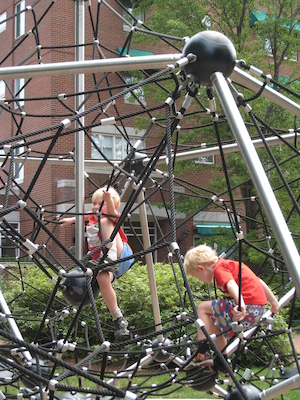 Tim and Cole climbing near the Galleria (06-22-2010 12:20)
