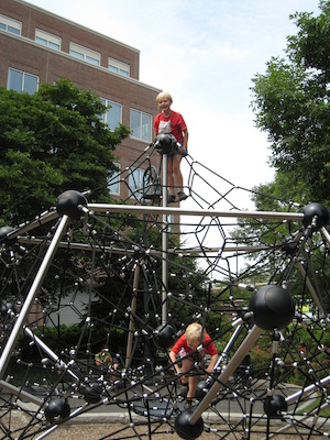 Tim and Cole climbing near the Galleria (06-22-2010 12:21)