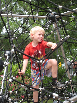 Cole climbing near the Galleria (06-22-2010 12:22)