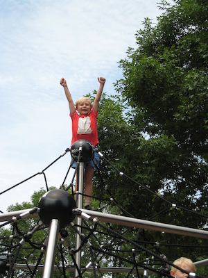 Tim and Cole climbing near the Galleria (06-22-2010 12:22)