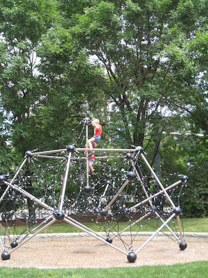 Tim and Cole climbing near the Galleria (06-22-2010 12:25)