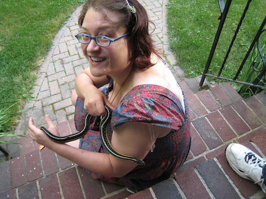 Xine holding one of the Sunny snakes (by Tim) (06-23-2010 16:57)