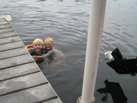 Cole and Tim swimming in the lake (07-14-2010 17:52)