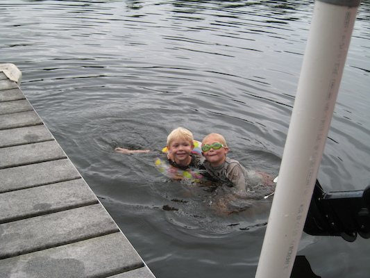 Cole and Tim swimming in the lake (07-14-2010 17:52)