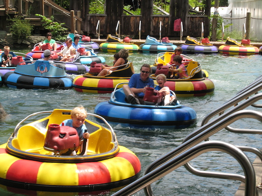 Tim, Ben and Cole in the bumper boats (07-15-2010 11:22)