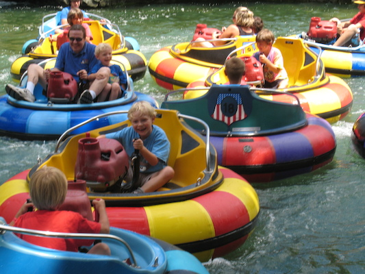 Tim, Ben and Cole in the bumper boats (07-15-2010 11:22)