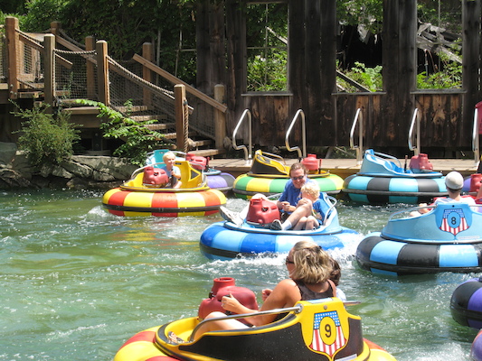 Tim, Ben and Cole in the bumper boats (07-15-2010 11:23)