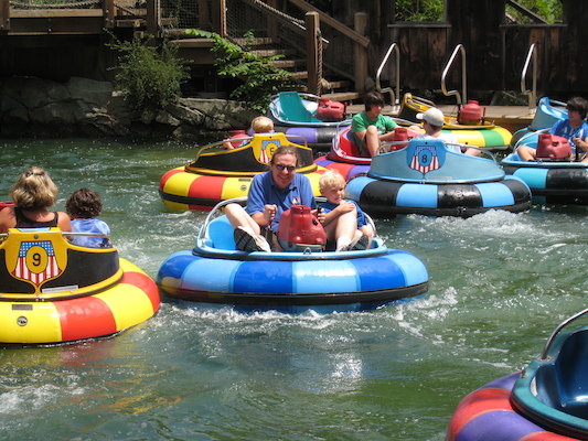 Tim, Ben and Cole in the bumper boats (07-15-2010 11:23)