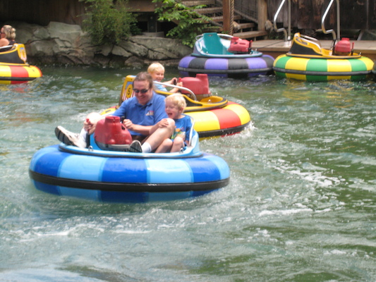 Tim, Ben and Cole in the bumper boats (07-15-2010 11:24)