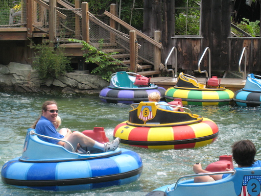 Tim, Ben and Cole in the bumper boats (07-15-2010 11:24)