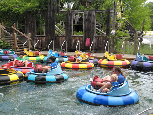 Tim, Ben and Cole in the bumper boats (07-15-2010 11:25)