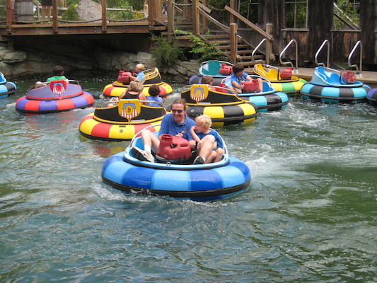 Tim, Ben and Cole in the bumper boats (07-15-2010 11:25)