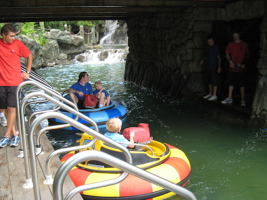 Tim, Ben and Cole in the bumper boats (07-15-2010 11:28)