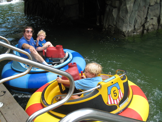 Tim, Ben and Cole in the bumper boats (07-15-2010 11:28)