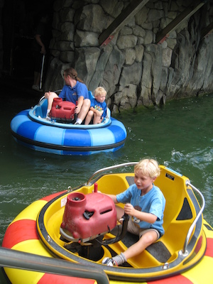 Tim, Ben and Cole in the bumper boats (07-15-2010 11:28)