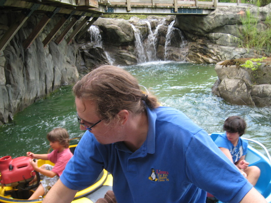 Tim, Ben and Cole in the bumper boats (07-15-2010 11:29)