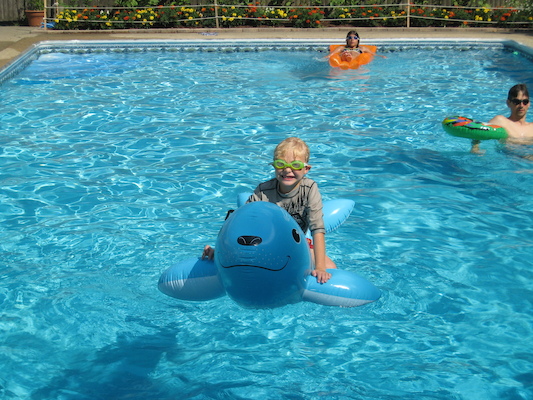 Tim swimming at the Cordes' pool party (07-17-2010 14:33)