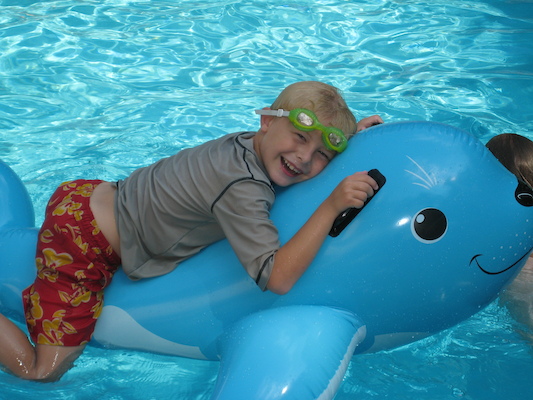 Tim swimming at the Cordes' pool party (07-17-2010 14:36)