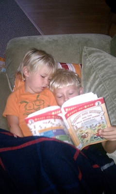 Solomon and Tim reading (08-22-2010 06:56)