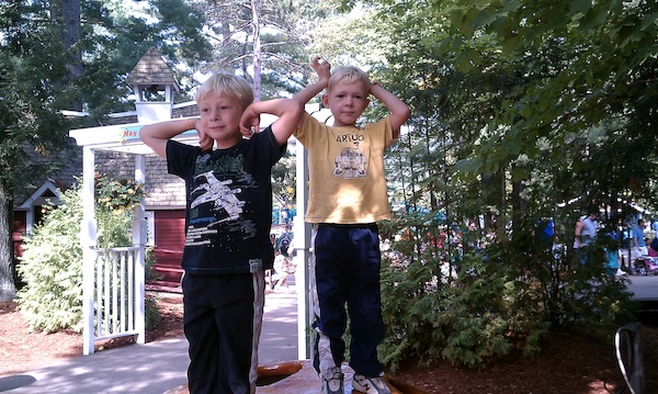 Tim and Cole on a pie (08-21-2010 10:24)