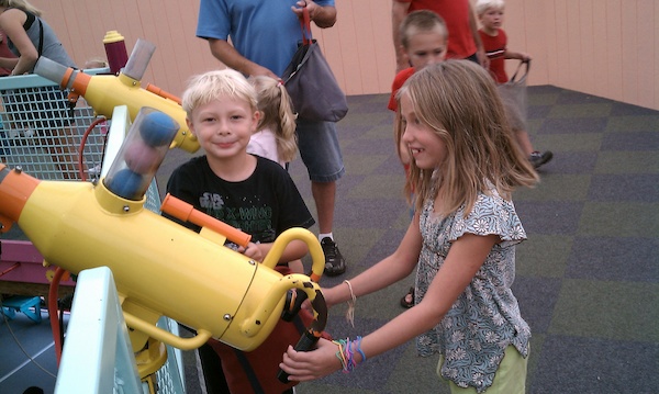 Tim and Linnea with the pneumatic cannon (08-21-2010 12:08)