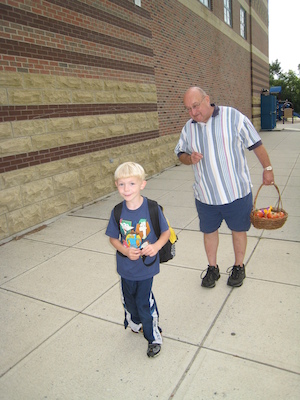 Cole ready for school with Poppy (09-07-2010 08:12)