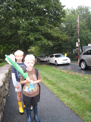 Tim and Cole on the first day of school (09-08-2010 07:37)