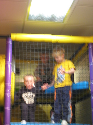 Tim and Cole at Chuck E Chese (02-21-2011 11:56)