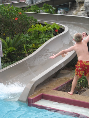Dad on the water slide with Tim (02-25-2011 09:12)
