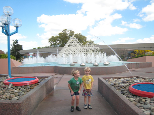 Fountains leaping over Tim and Cole (02-28-2011 12:10)