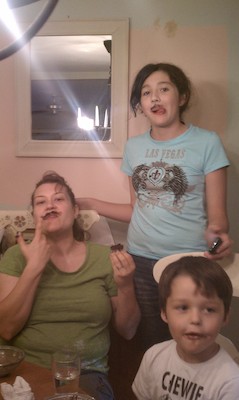 Xine, Cole and the Baers wear chocolate moustaches (09-08-2010 18:30)