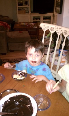 Jamie sporting a jaunty chocolate moustache (09-15-2010 19:03)