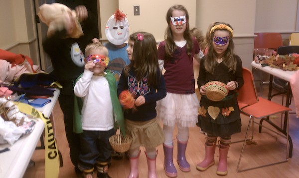 Tim and Cole and the other halloween costumes at crafternoon (10-15-2010 17:03)