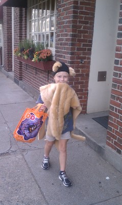 Tim in his dog costume (10-28-2010 16:47)