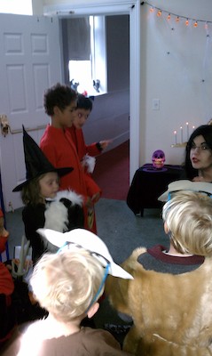 Cole and Tim at the First Parish Haunted House (10-30-2010 13:26)