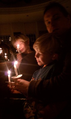 Tim, Ben and Cole at the candlelight service (12-24-2010 16:54)