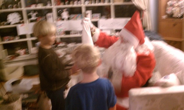 Santa visits Tim and Cole (12-24-2010 17:48)