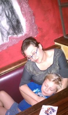 Xine kissing Tim at dinner (02-25-2011 18:03)