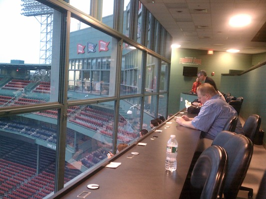 IMG_20110609_184114 - Stephe in the press box at Fenway (06-09-2011 18:41)