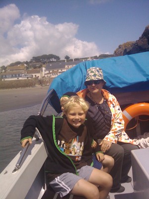 Tim, Cole and Xine on the boat to St Michaels Mount (07-07-2011 13:50)