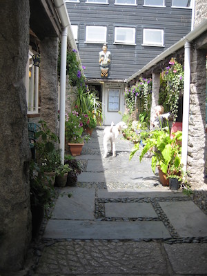 Bazzle and Cole at the craft shops in St. Ives (07-11-2011 11:24)